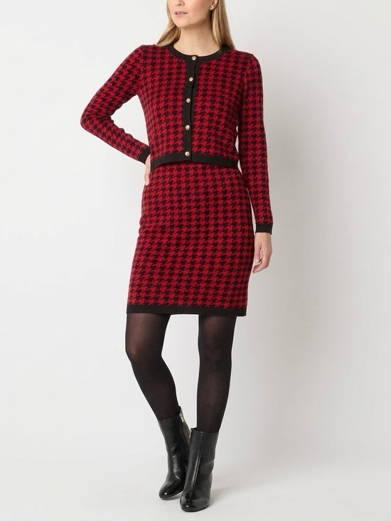 Melonie T Dresses & Skirts - Melonie T Red & Black Houndstooth Sweater Dress & Blazer 2-Piece Set Size M